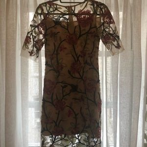 Vintage, floral embroidered XS dress